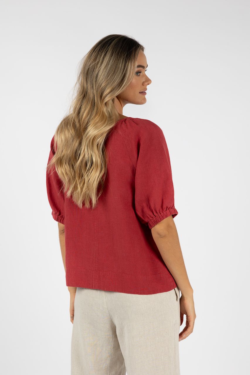 Humidity Lifestyle Lagoon Blouse - Brick (HS24203)