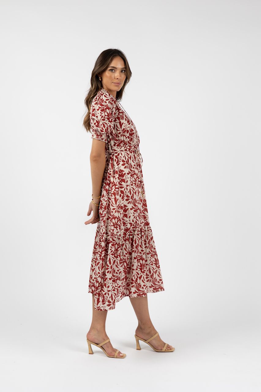 Humidity Lifestyle Eden Maxi Dress - Brick Print (HS24311)