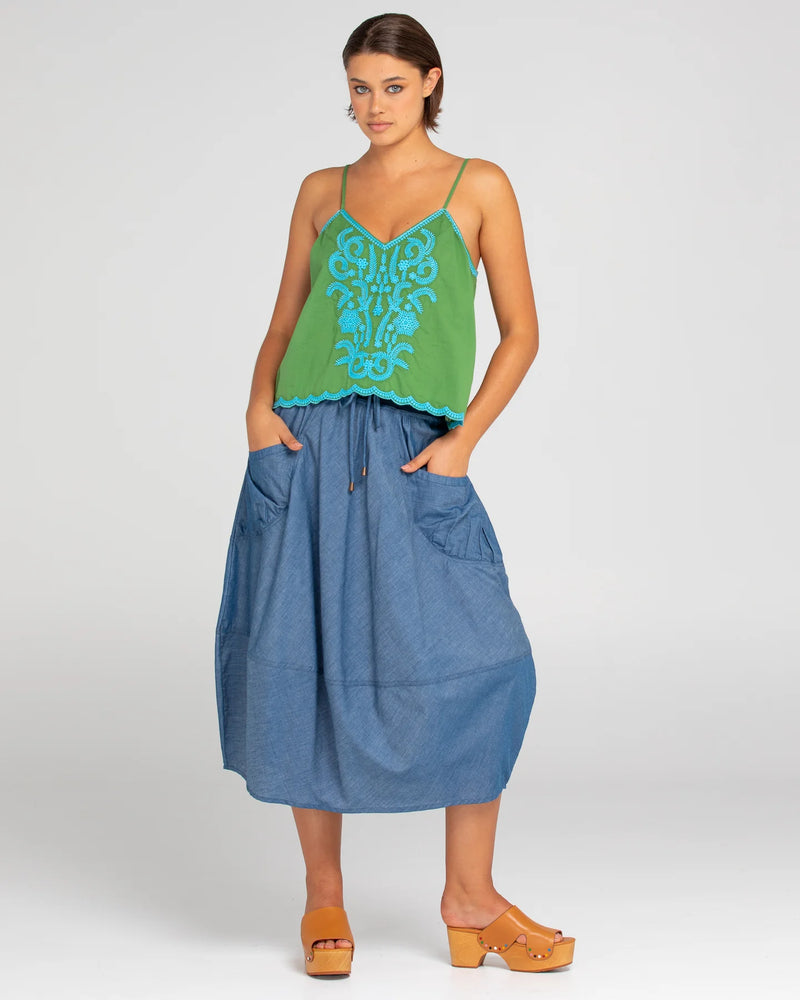 Boom Shankar Guru Skirt - Blue Chambray