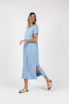 Humidity Lifestyle Basic Tee Dress - Blue (HS24228)