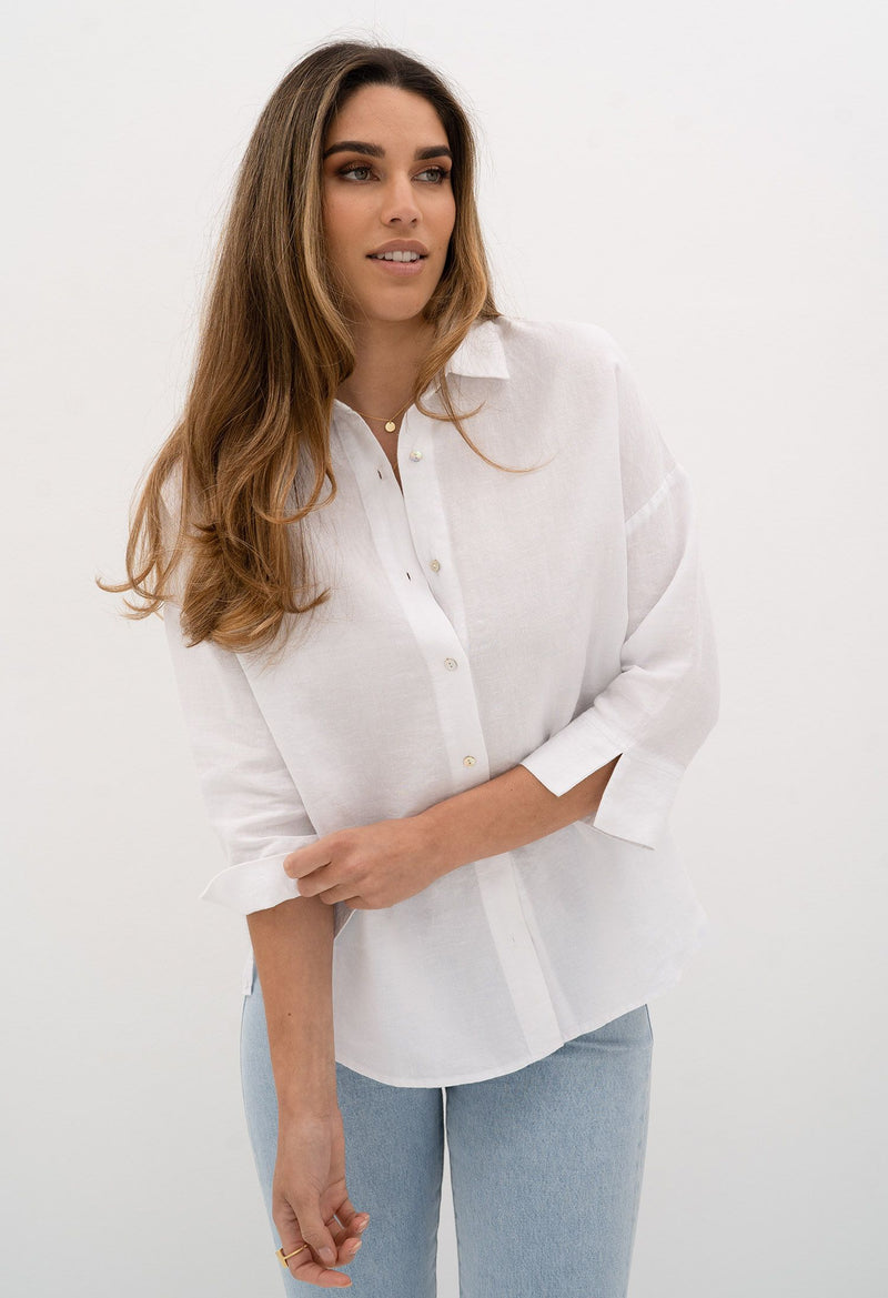 Humidity Lifestyle Empire Linen Shirt - White (HS23116)