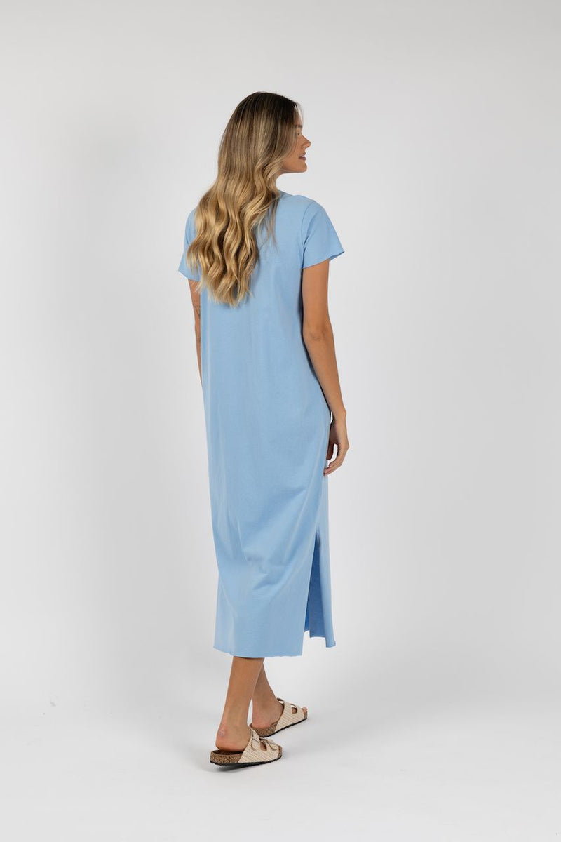 Humidity Lifestyle Basic Tee Dress - Blue (HS24228)