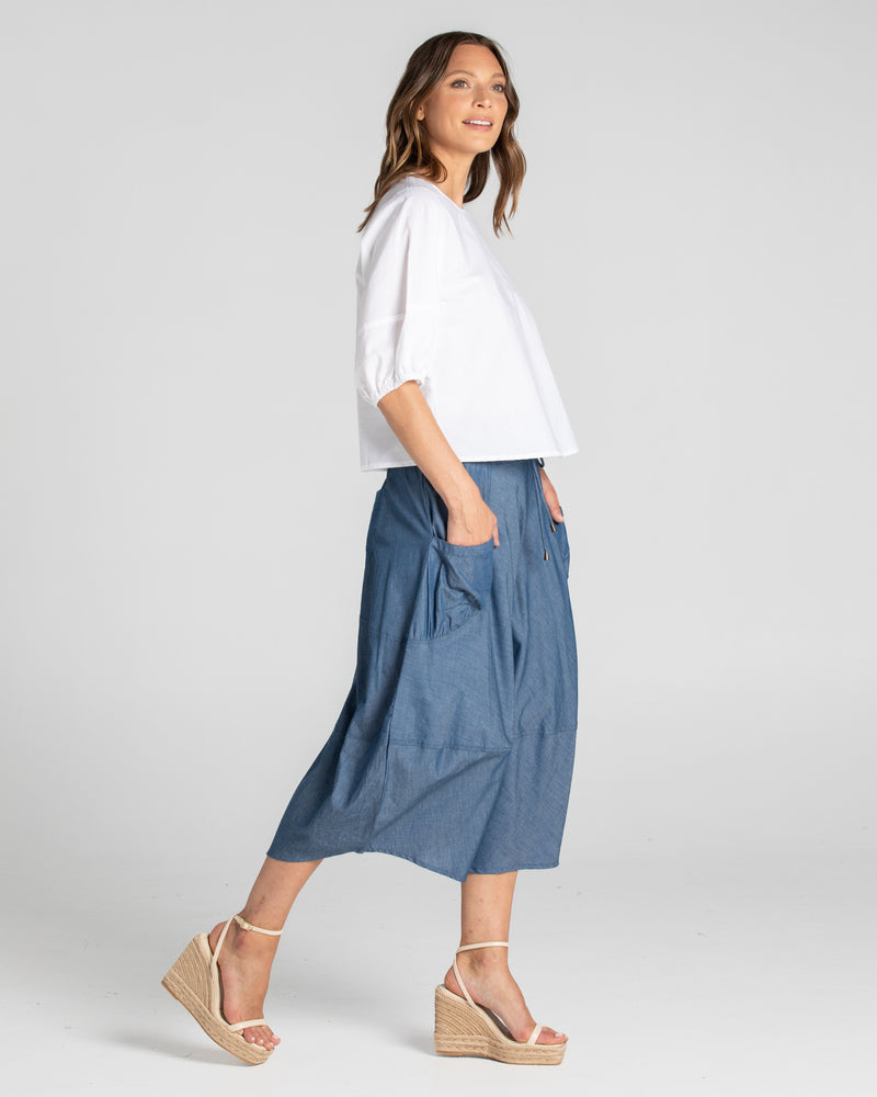 Boom Shankar Guru Skirt - Blue Chambray