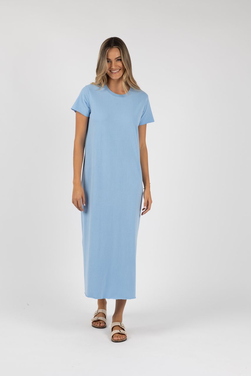 Humidity Lifestyle Basic Tee Dress - Blue (HS24228)