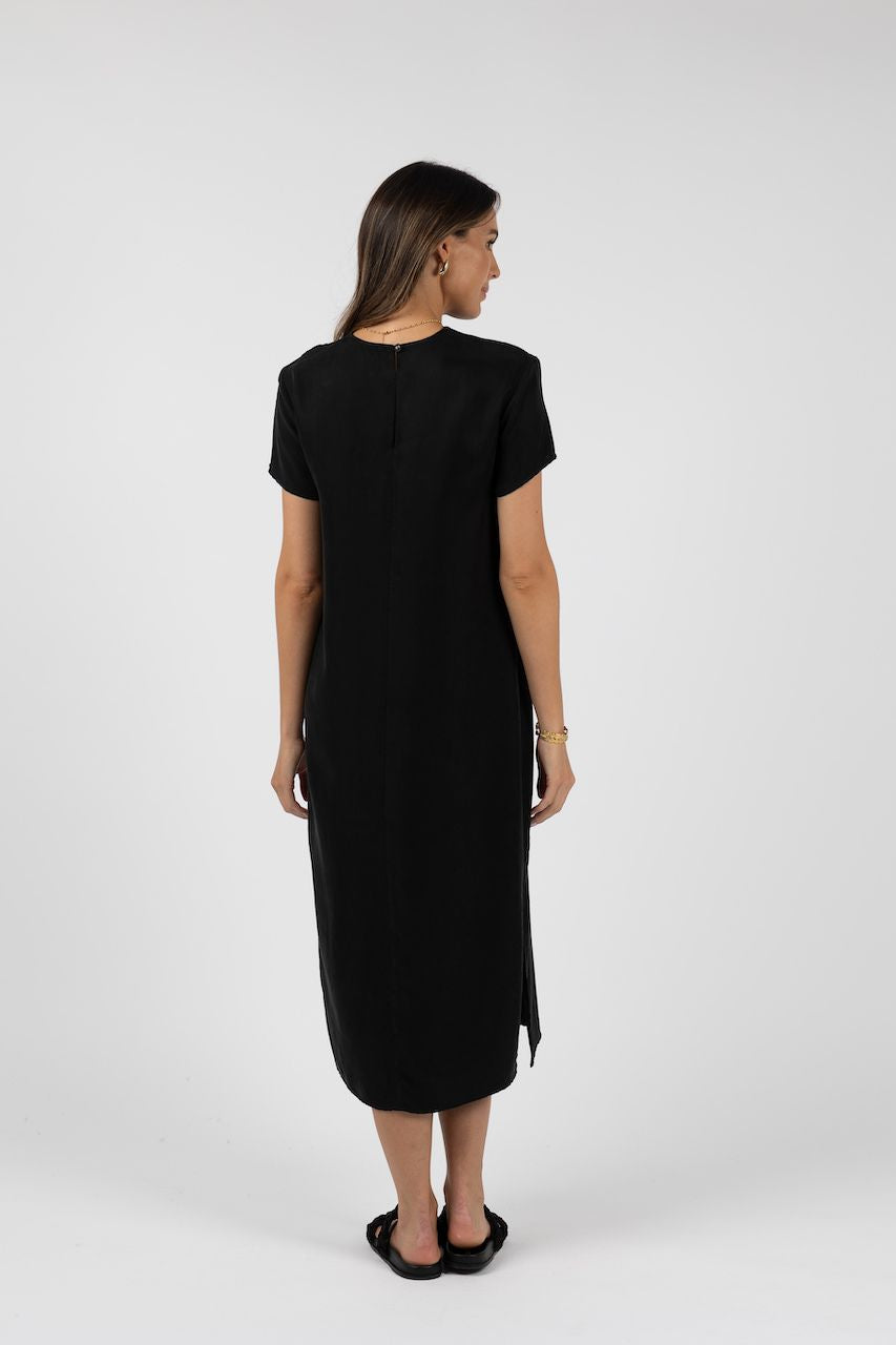 Humidity Lifestyle Basic Tee Dress - Black (HS24228)