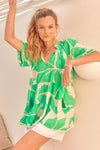 Naudic Matilda Short Sleeve Top - Tahiti Print - Green