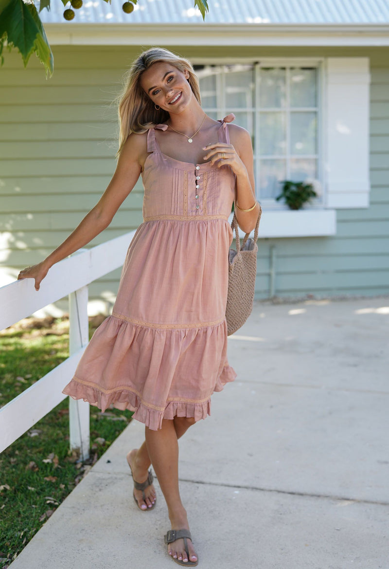 Humidity Lifestyle Lillian Dress - Pink Clay
