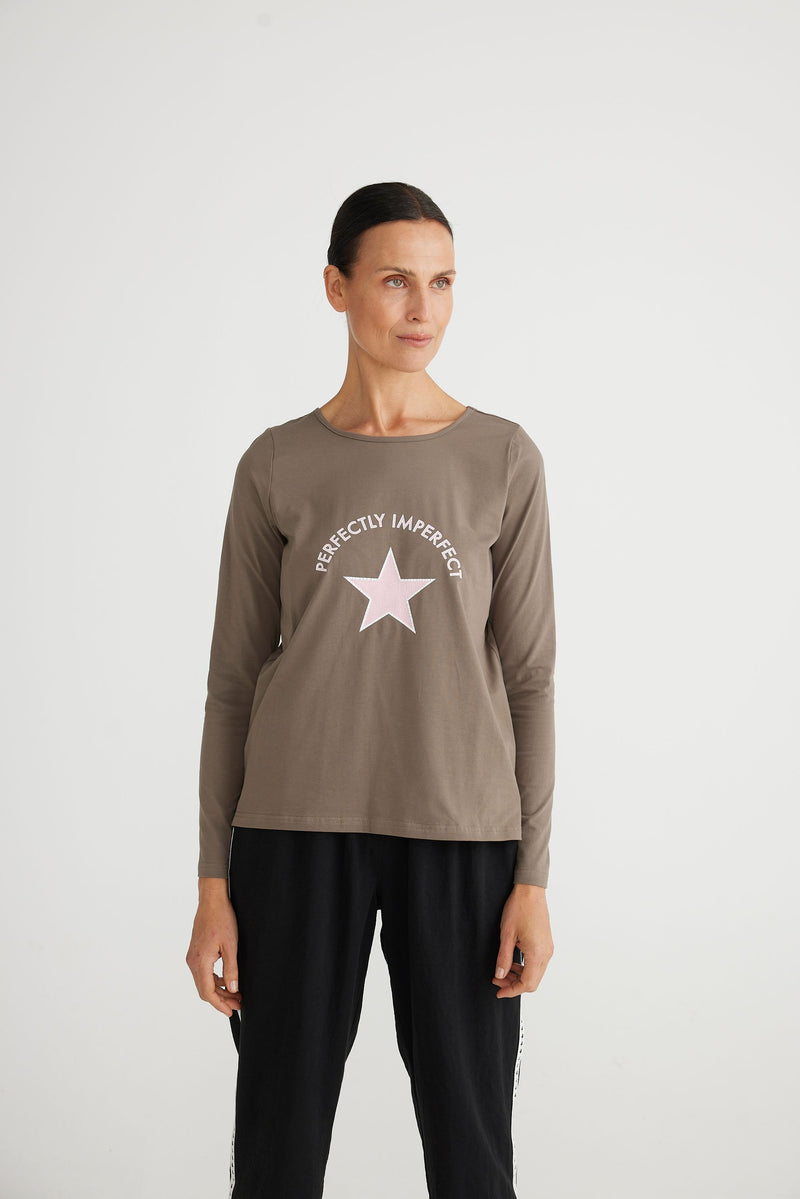 Brave + True Perfectly Imperfect Long T Shirt - Moss
