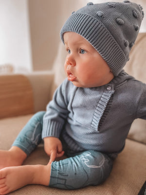 Walnut Baby - Holland Popcorn Knit Beanie - Steel Combo